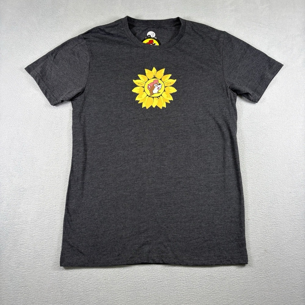 Buc-ee's T Shirt Mens M NWT Gray Sunflower Enjoy The Little Things Graphic